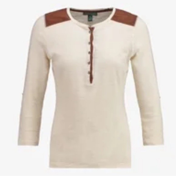 RL Western Suede Patch Cotton Henley - Picture 4 of 13